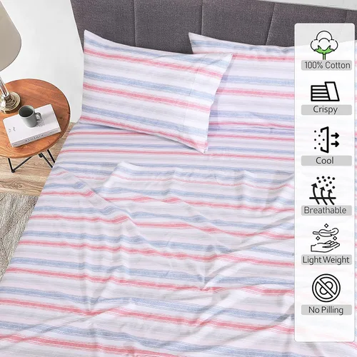 Miniatura 2 de RUVANTI Sábanas de percal 100 % algodón tamaño King – Sábanas frescas para personas que duermen con calor, bolsillo profundo de 16 pulgadas, suaves