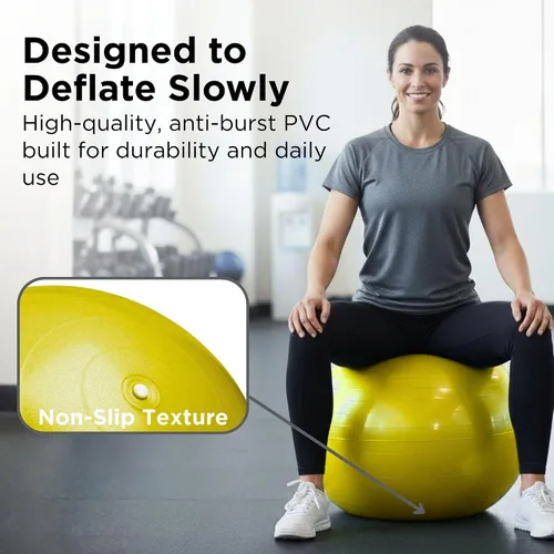 Miniatura 3 de THERABAND Pro Series Pelota de Ejercicio, Entrenador de Estabilidad Amarillo de 18 pulgadas para Usuarios de 4'7"–5', Pelota Anti-Explosión de Yoga
