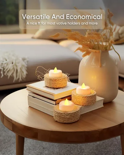 Miniatura 6 de merrynights - Velas LED sin llama, paquete de 12 velas pequeñas a pilas, velas para decoración de fiestas, hogar, bodas y otoño, 1.5 x 1.25 pulgadas