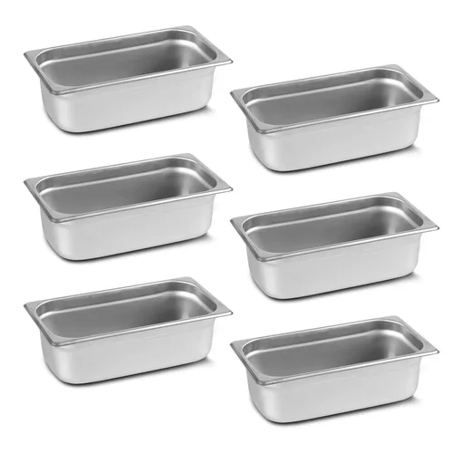 Miniatura 13 de Aplancee Sartenes de 1/2 hotel de 4 pulgadas de profundidad de acero inoxidable para alimentos, antiatascos, juego de 6 sartenes de mesa de vapor