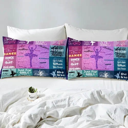 Miniatura 5 de Erosebridal Juego de sábanas para niñas de baile, tamaño individual, sábanas de ballet con purpurina para niños, adolescentes, jóvenes, juego