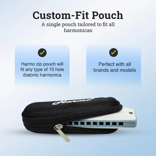 Miniatura 4 de Harmo nica Case Chromatic Harmonica - Funda negra con cremallera (10 agujeros diatónicos)