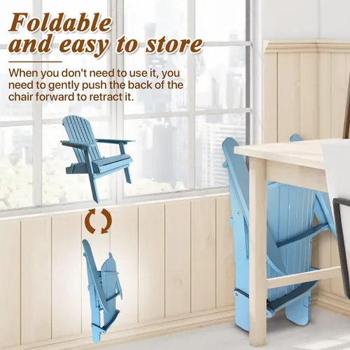 Miniatura 6 de Adirondack - Silla de madera para exteriores, silla de patio, sillas para hoguera, silla plegable para césped, tumbona, sillas de patio, resistente
