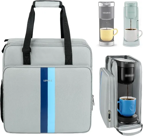 Bolsa de viaje para cafetera, compatible con Keurig K-Mini, funda de transporte para cafetera de una sola porción compatible con K-Mini Plus con Gris
