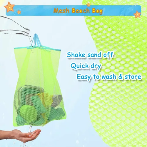 Miniatura 3 de RACPNEL Juego de juguetes de playa y arena para niños, cubo plegable y palas con bolsa de malla, moldes, banderas, caja de arena para niños y niños