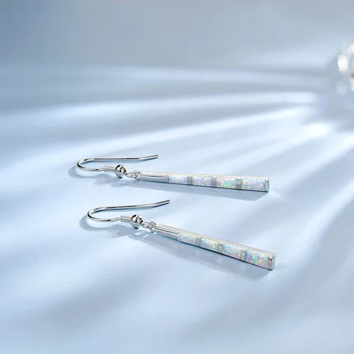 Miniatura 5 de FANCIME October Birthstone Earrings Sterling Silver Opal Earrings Long Drop Dangle Earrings Danity Fine Jewelry for Women