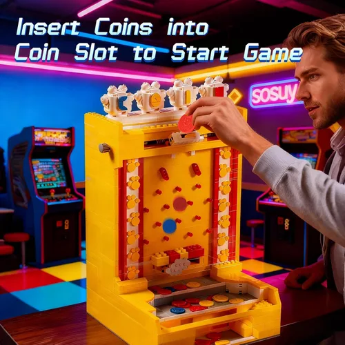 Miniatura 4 de Sosuy Juego de bloques de construcción motorizados para empujador de monedas, 2093 piezas, juego de arcade interactivo para construcción