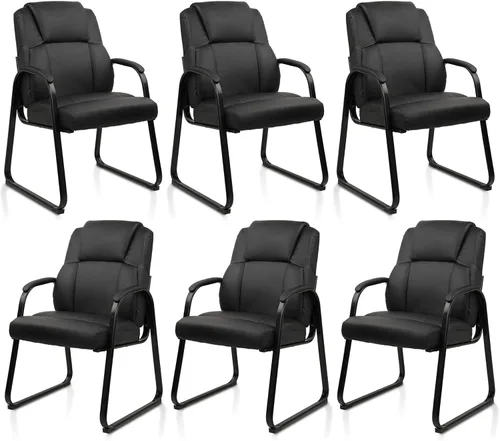 Miniatura 13 de CLATINA Silla de invitados de cuero, silla de mesa de conferencias de recepción con reposabrazos acolchados, sillón estacionario para sala de espera