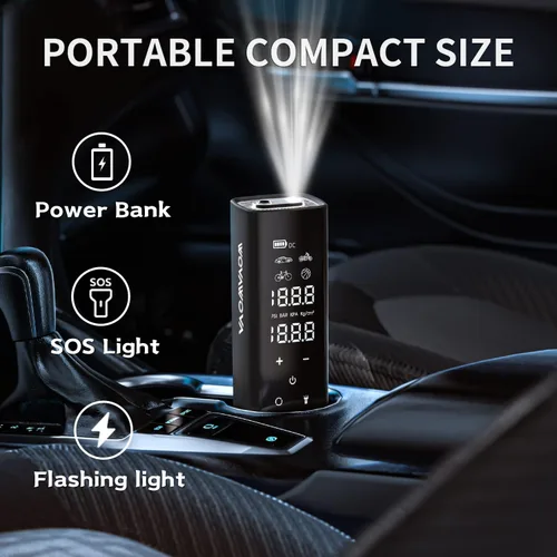 Miniatura 6 de Inflador de neumáticos Compresor de aire portátil, 150PSI Inalámbrico y 4 veces más rápido, Bomba de aire de 12000 mAh, Pantalla táctil completa