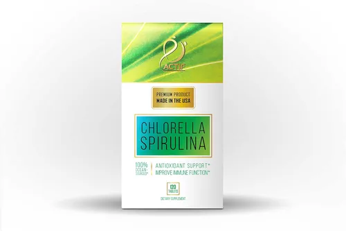 Miniatura 3 de ACTIF Clorella y espirulina orgánica 100% limpiada en el océano, sin OMG, el mejor suplemento de dieta vegana y desintoxicante, fabricado en Estados