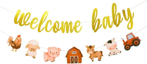 Cartel de baby shower de animales de granja, decoración de fiesta temática. Decoraciones de fiesta de granero, decoraciones de animales de granja
