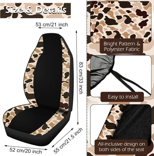 Miniatura 3 de Frienda Juego completo de 13 fundas de asiento de automóvil con estampado de camuflaje para mujeres y hombres, accesorios de automóvil de goma