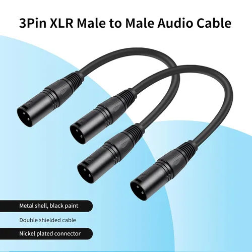Miniatura 3 de Paquete de 2 cables de micrófono XLR macho a macho de 3 pines, cable de audio equilibrado profesional con cobre sin oxígeno, conectores chapados
