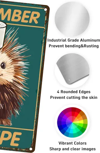 Miniatura 6 de Porcupine Bathroom Wall Decor Signs Metal Aluminum Sign Remember to Wipe Bathroom Decor Weird Stuff 12x8 Inches Decor Funny Poster Funny Bathroom