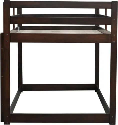 Miniatura 9 de Litera de tamaño individual sobre individual, litera de piso con escalera, barandillas de seguridad, literas de madera para camas individuales