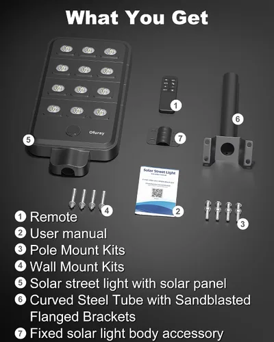 Miniatura 6 de Ofuray Of-12600W - Farolas solares para exteriores – 15 W superbrillantes 120 LED, se ilumina 2,800 pies cuadrados con sensor de movimiento