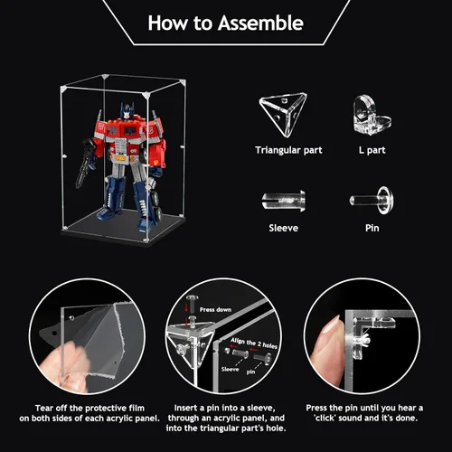 Miniatura 6 de Vitrina de acrílico transparente, vitrina autoensamblable para coleccionables, figuras de acción, muñecas, caja de vidrio alternativa para regalos
