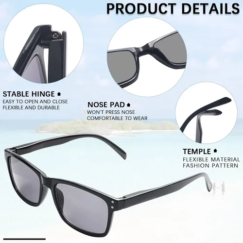 Miniatura 3 de Paquete de 3 lentes de sol progresivos de lectura multienfoque para mujeres y hombres, protección UV, multifocales, lentes de lectura solar