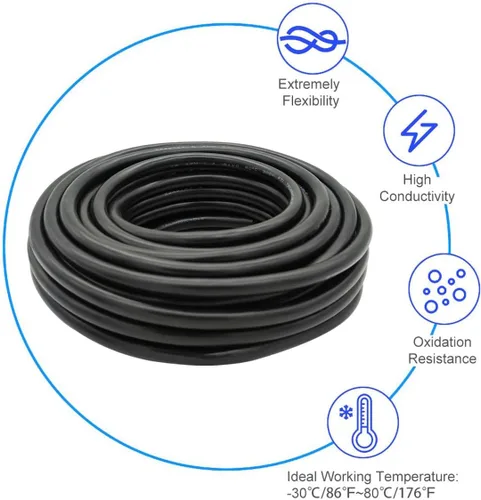 Miniatura 5 de Cable eléctrico de cobre estañado calibre 16, 3 conductores, cable de alimentación de audio de PVC trenzado, cable de altavoz