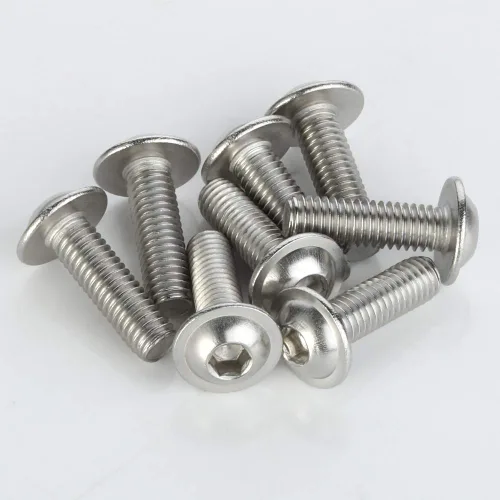 Miniatura 4 de Tornillos de cabeza de botón con brida M5 x 0.472 in, acero inoxidable 18-8 (304), totalmente roscado, unidad de enchufe Allen, 100 unidades plateado