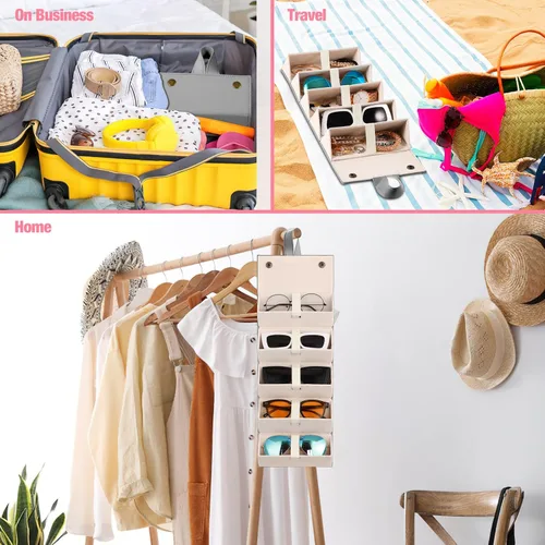 Miniatura 6 de MoKo - Organizador de gafas de sol con 5 ranuras, estuche de viaje para gafas de sol portátil, estuche de almacenamiento para mujeres y hombres