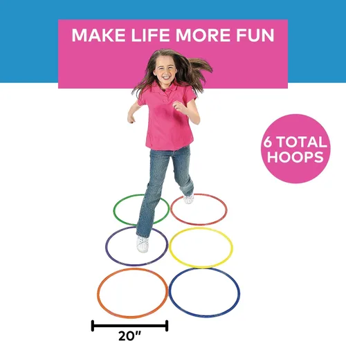 Miniatura 4 de Fun Express Juego de 6 anillos de agilidad para carrera de obstáculos grandes de 20 pulgadas, equipo profesional de PE para educación física