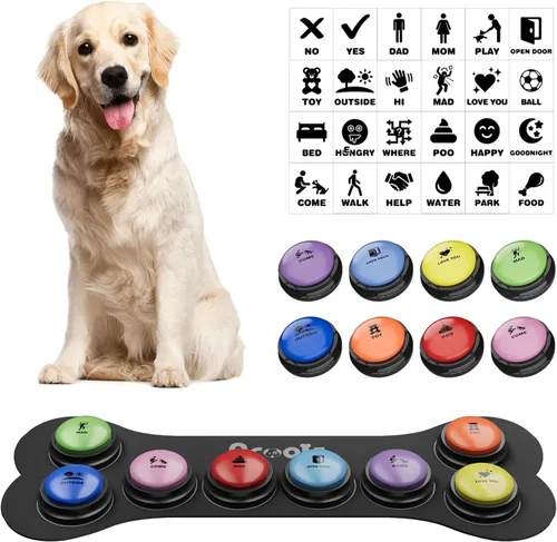 Miniatura 8 de Botones para comunicación para perros, juego de 9 botones para hablar con perros, grabación de voz de 30 segundos, botones de entrenamiento