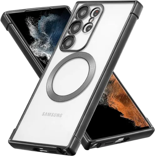 Miniatura 9 de RALEAVO Funda magnética para Samsung Galaxy S22 Ultra Clear [compatible con Magsafe y protección contra caídas de grado militar], transparente, a