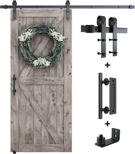 Miniatura 13 de SMARTSTANDARD Kit Completo de Herrajes para Puerta Corrediza de Granero de 5 Pies (Incluye Kit de Riel de 5 Pies y Juego de Manija y Guía de Piso)