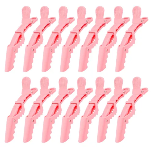Miniatura 13 de Ondder 14 pinzas de pelo de cocodrilo grandes rojas para seccionar peinado, agarre fuerte profesional para cortar el cabello, 14 pinzas