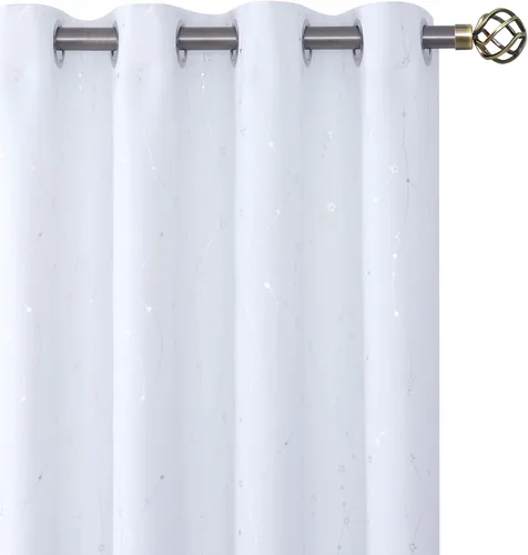 Miniatura 63 de BGment Cortinas opacas para dormitorio infantil, con aislamiento térmico, con ojales, estampado de estrellas plateadas, cortinas para oscurecer