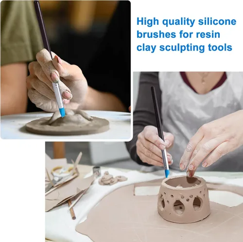 Miniatura 4 de SmallCat 5 pinceles de pintura de silicona, herramientas flexibles para tallar arcilla, herramientas profesionales de escultura para manualidades