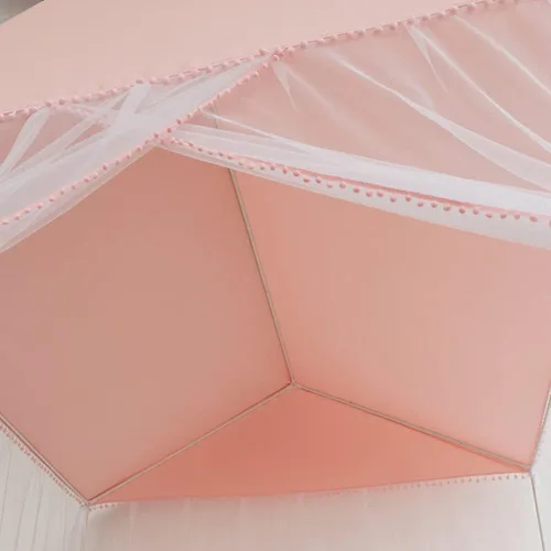 Miniatura 2 de Akiky Mosquitera para niñas con castillo de princesa pompón para interiores y exteriores, red para cama para niños, no incluye postes de cama Rosa