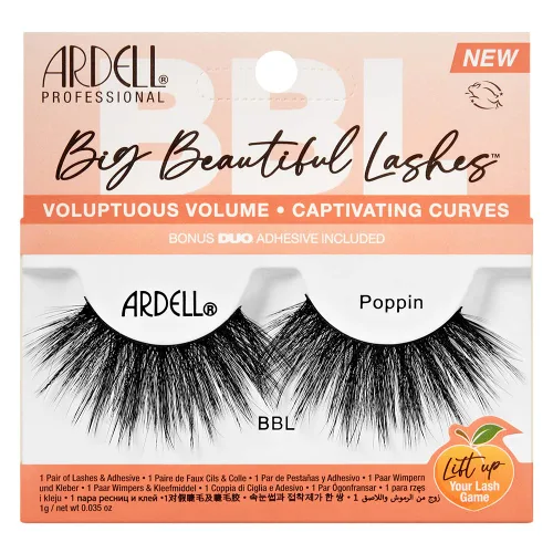 Ardell BBL Big Beautiful Lashes 971 Poppin, con adhesivo transparente DUO, 1 paquete