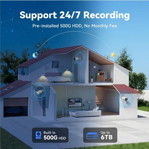 Miniatura 5 de Sistema de cámara de seguridad con cable para exteriores, 4CH 5MP Lite AHD DVR con disco duro de 500G, 4 x 3MP cámara CCTV con cable, kit DVR