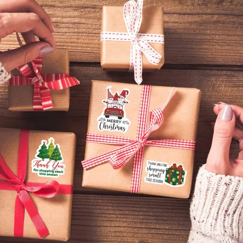 Miniatura 6 de Wailozco 200 calcomanías de gnomo de Feliz Navidad para sobres de pequeñas empresas, paquetes, productos hechos a mano, bolsas, bonitos sellos