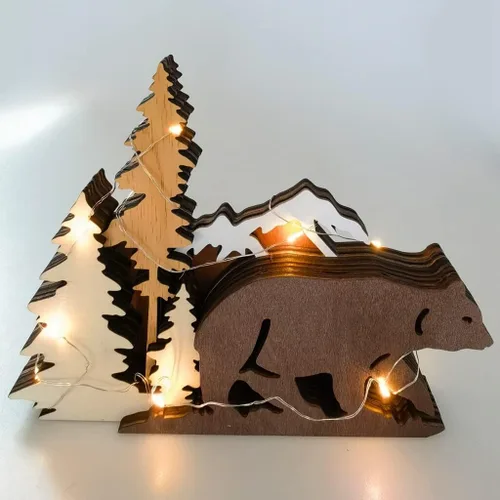 Miniatura 8 de Surakey Estatuas y figuras de madera, ciervos animales, osos, lobo, bosque, alce, decoración del hogar, siluetas de bosque multicapa y esculturas