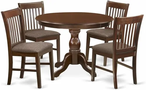 Miniatura 8 de East West Furniture HBNF3-LWH-W - Juego de muebles de comedor de 3 piezas que contiene una mesa de cocina redonda con pedestal y 2 sillas
