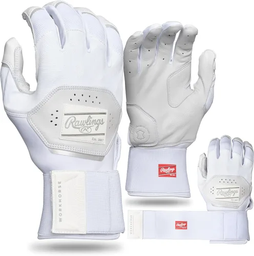 Rawlings | Guantes de bateo de béisbol Workhorse | Correa de compresión | Tallas para adultos | Varios colores Blanco