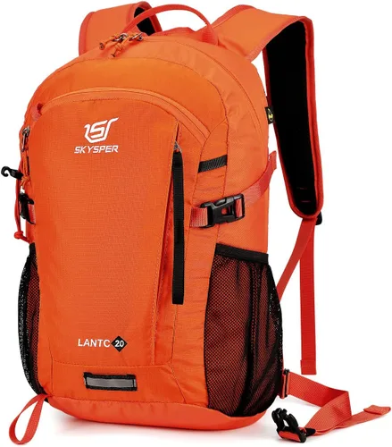 SKYSPER Mochila pequeña para senderismo, 20 L, ligera, para viajes, mochila de senderismo de un día para mujeres y hombres Lantc20-naranja