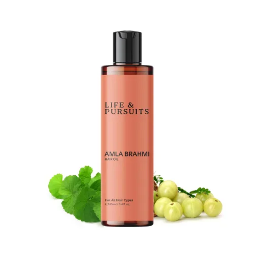Life & Pursuits Amla Brahmi - Aceite capilar para la salud del cabello y el cuero cabelludo, 3.4 onzas, aceite natural de ayurveda indio para un