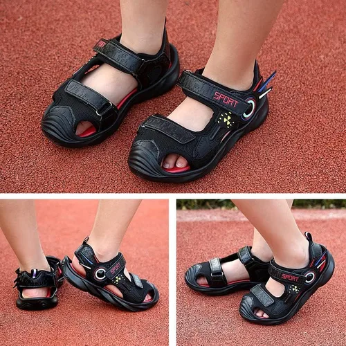 Miniatura 6 de Closed Toe Sandals for Boys and Girls for Active Play and Activities Adjustable Hook and Loop Straps, Breathable Mesh Upper, Comfortable and Thick