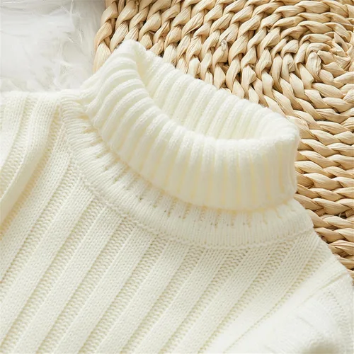 Miniatura 3 de PATPAT Baby Pullover Turtleneck Knitted Sweater Long Sleeve Solid Color Infant Fall Winter Warm Clothes