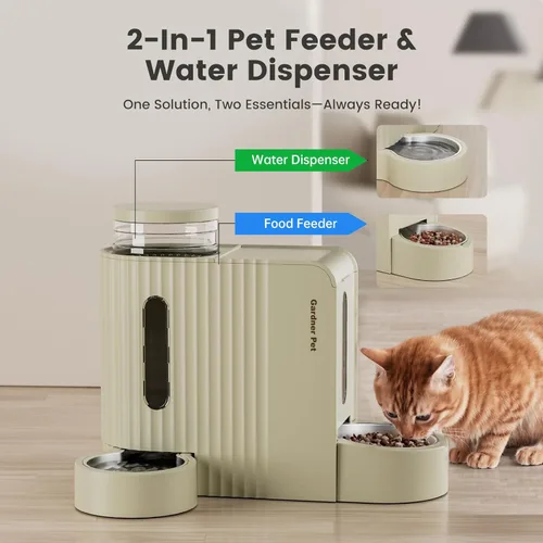 Miniatura 2 de Gardner Pet Gravity - Comedero Automático 2 en 1 para Mascotas, Comedero para Gatos de 0.8 Galones*2 y Dispensador de Agua, Comedero 100% Libre