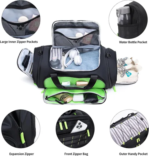 Miniatura 4 de Bolsa de gimnasio para hombres y mujeres, bolsa de viaje deportiva de 46 litros con compartimento para zapatos, bolsa de transporte expandible