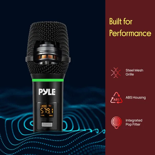 Miniatura 5 de Pyle Sistema de micrófono USB profesional, micrófono portátil dinámico de 16 canales con sonido claro de largo alcance, micrófono inalámbrico