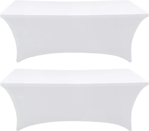 Miniatura 29 de SEPARO Paquete de 2 Cubiertas de Mesa de Spandex de 6 Pies Color Borgoña Mantel Rectangular Ajustado Tela Elástica Mantel de 6 pies Sin Arrugas