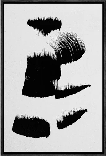 Miniatura 12 de SIGNWIN - Lienzo enmarcado para pared, patrón de anillo circular en negro, gris y blanco, formas abstractas, ilustraciones, arte moderno