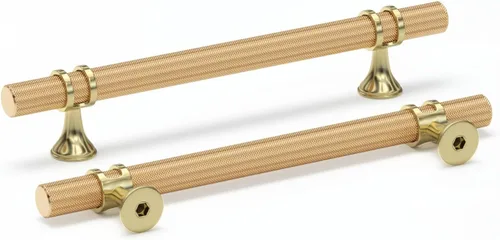 Miniatura 33 de Haliwu - Paquete de 6 perillas doradas negras para gabinete, perillas de cajón en T de dos tonos, perillas de cocina negras mate, perillas sólidas
