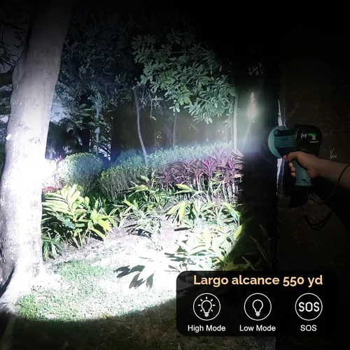 Miniatura 2 de YIERBLUE Linterna de Foco Recargable con 1000000 Altos Lúmenes LED, Foco de Largo Alcance Impermeable IP67, Linterna de Mano Resistente a Impactos